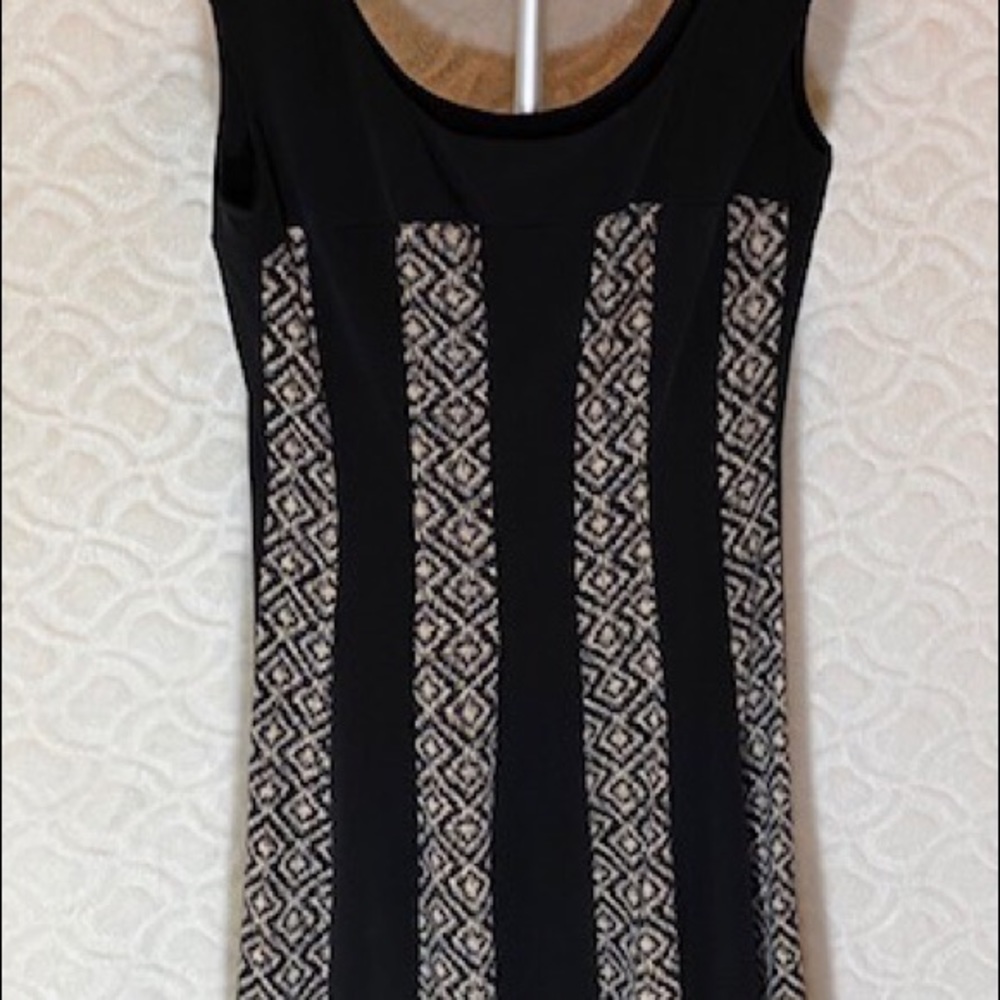 Dress Size 12 Black Tan Flowy Vertical Stripes